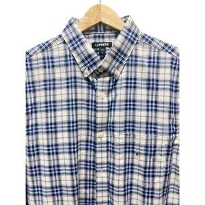 Express NWT Blue & White Plaid Button Down Shirt